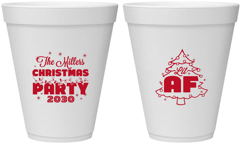 Personalized Christmas 12 oz Foam Cups - Lit Af | 280090