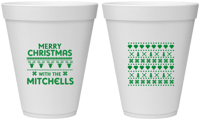 Personalized Christmas 12 oz Foam Cups - Ugly Sweater | 280091