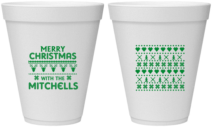 Personalized Christmas 12 oz Foam Cups - Ugly Sweater | 280091