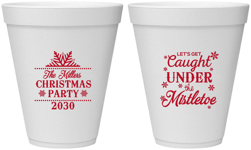 Personalized Christmas 12 oz Foam Cups - Mistletoe | 280092