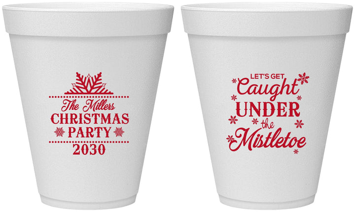 Personalized Christmas 12 oz Foam Cups - Mistletoe | 280092