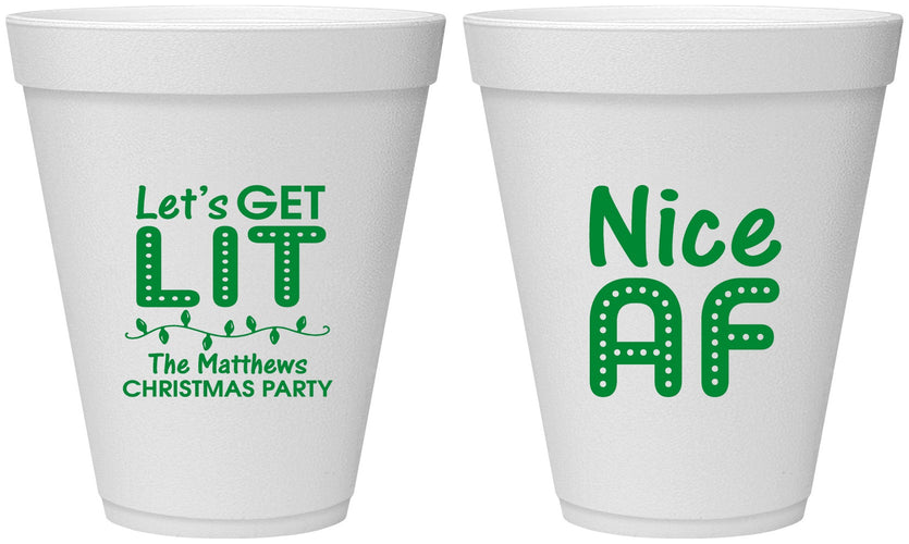 Personalized Christmas 12 oz Foam Cups - Nice Af | 280093