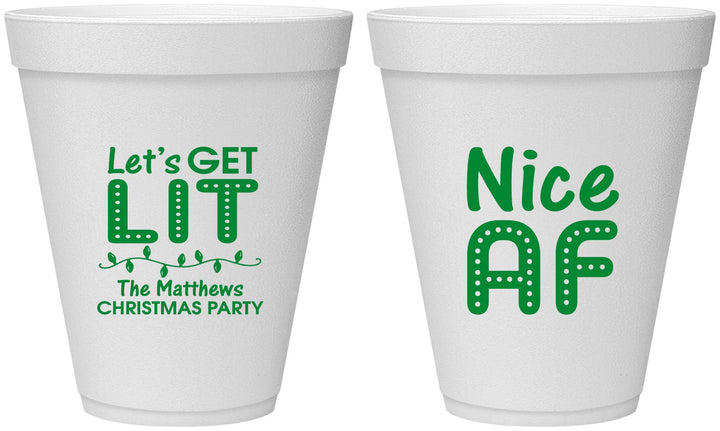 Personalized Christmas 12 oz Foam Cups - Nice Af | 280093