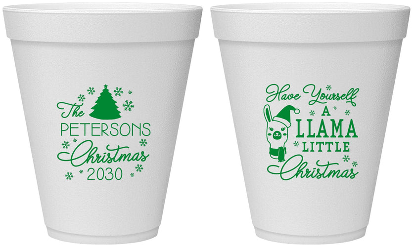 Personalized Christmas 12 oz Foam Cups - Llama | 280095