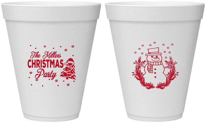 Personalized Christmas 12 oz Foam Cups - Snowman | 280096