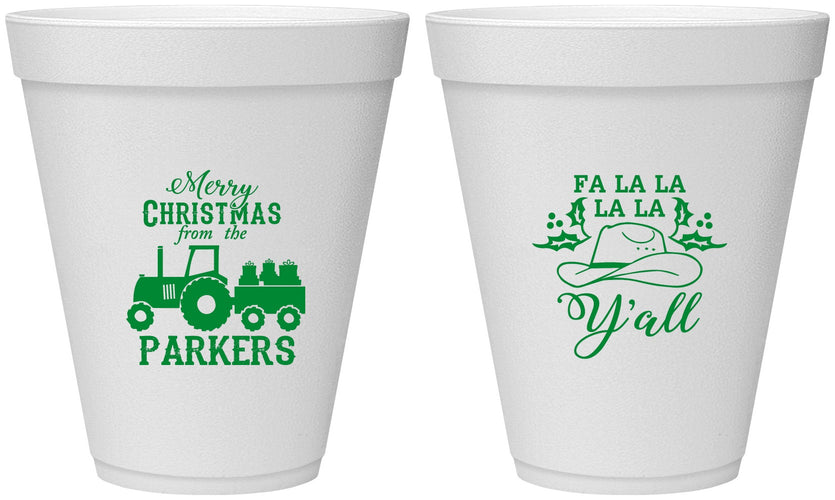 Personalized Christmas 12 oz Foam Cups - Country | 280097