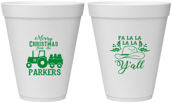 Personalized Christmas 12 oz Foam Cups - Country | 280097