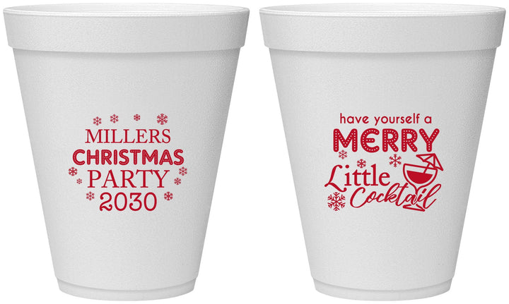 Personalized Christmas 12 oz Foam Cups - Cocktail | 280098