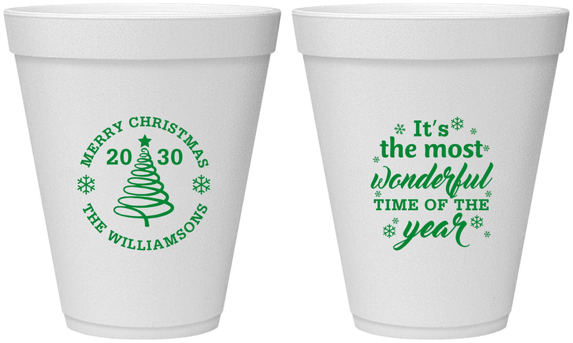 Personalized Christmas 12 oz Foam Cups - Wonderful Time For A Beer | 280099