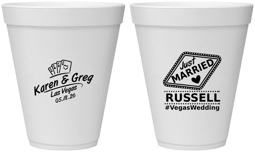 Personalized Wedding 12 oz Foam Cups - Las Vegas | 285