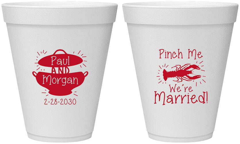 Personalized Wedding 12 oz Foam Cups - Crawfish Boil | 288