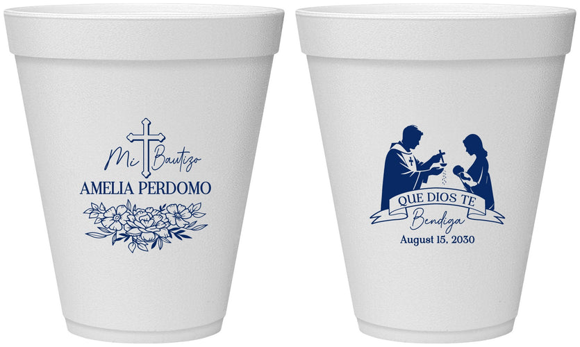 Personalized Baptism 12 oz Foam Cups - Mi Bautizo | 290001