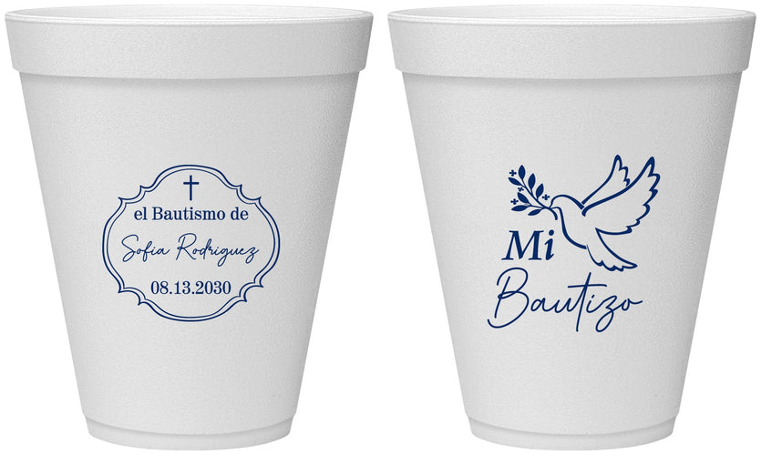 Personalized Baptism 12 oz Foam Cups - Mi Bautizo | 290002