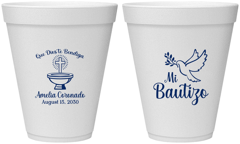 Personalized Baptism 12 oz Foam Cups - Mi Bautizo | 290003
