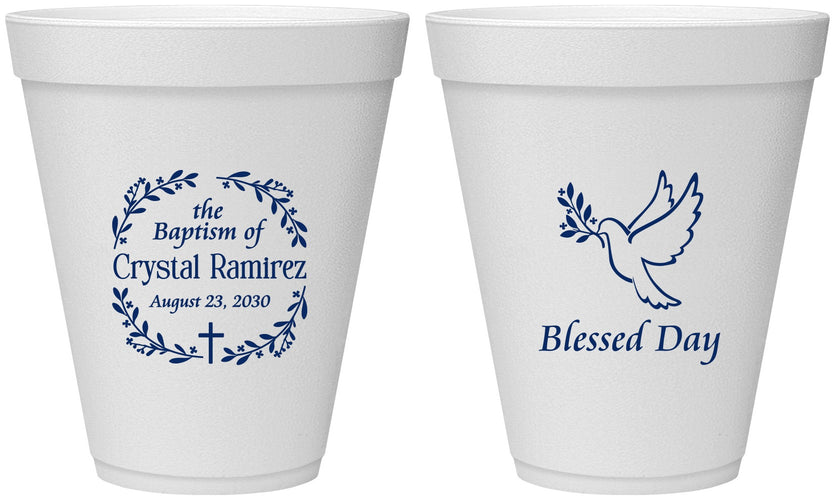 Personalized Baptism 12 oz Foam Cups - Blessed Day | 290006