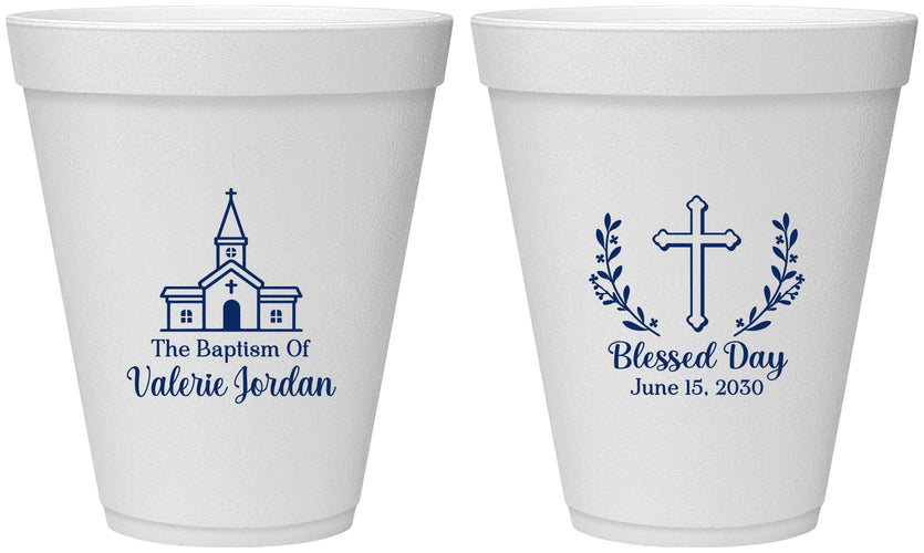 Personalized Baptism 12 oz Foam Cups - Blessed Day | 290009
