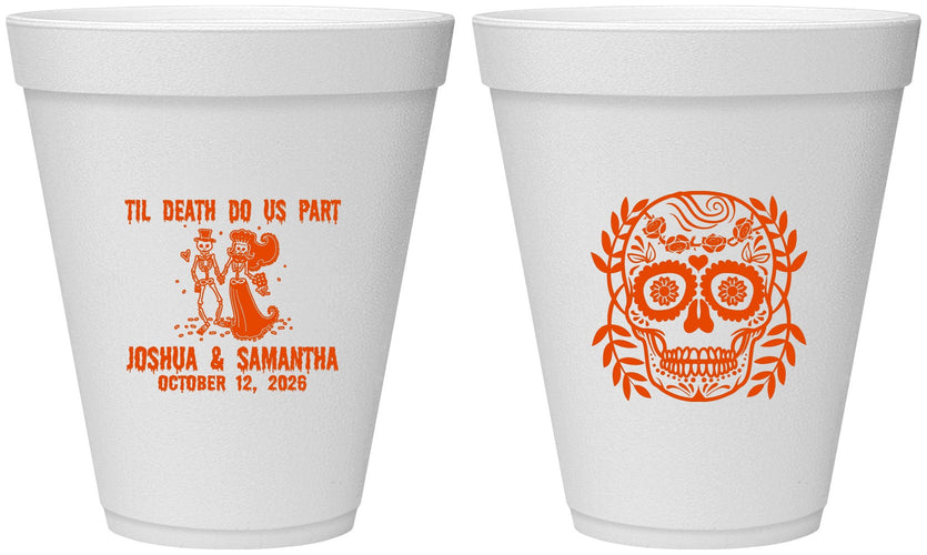 Personalized Wedding 12 oz Foam Cups - Til Death Do Us Part | 297