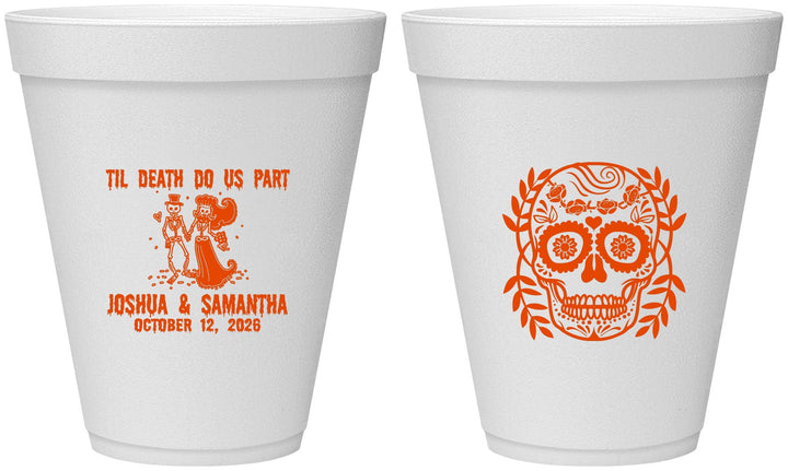Personalized Wedding 12 oz Foam Cups - Til Death Do Us Part | 297