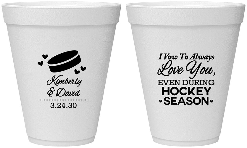 Personalized Wedding 12 oz Foam Cups - Hockey | 300