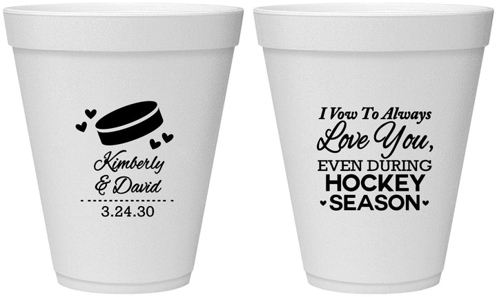 Personalized Wedding 12 oz Foam Cups - Hockey | 300