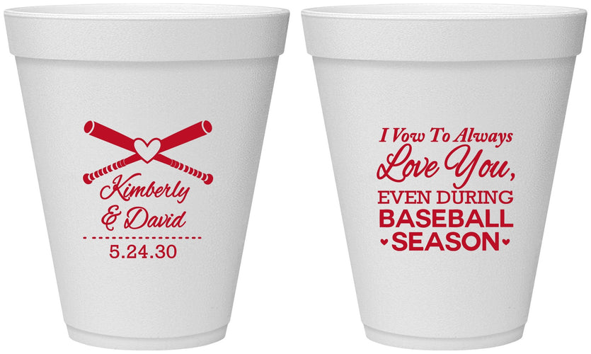 Personalized Wedding 12 oz Foam Cups - Baseball | 301