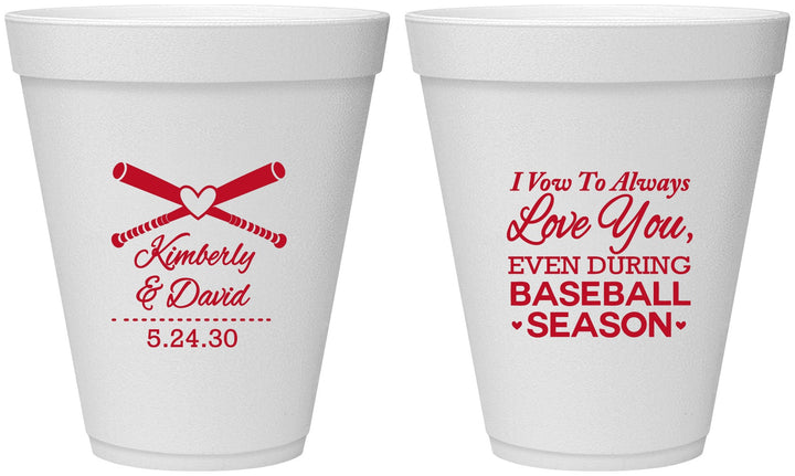 Personalized Wedding 12 oz Foam Cups - Baseball | 301
