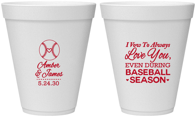 Personalized Wedding 12 oz Foam Cups - Baseball | 303