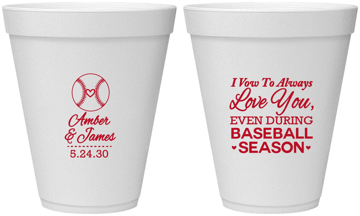 Personalized Wedding 12 oz Foam Cups - Baseball | 303