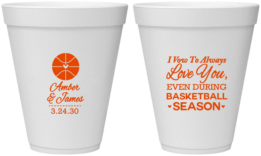 Personalized Wedding 12 oz Foam Cups - Basketball | 304