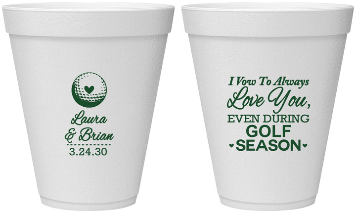 Personalized Wedding 12 oz Foam Cups - Golf | 305
