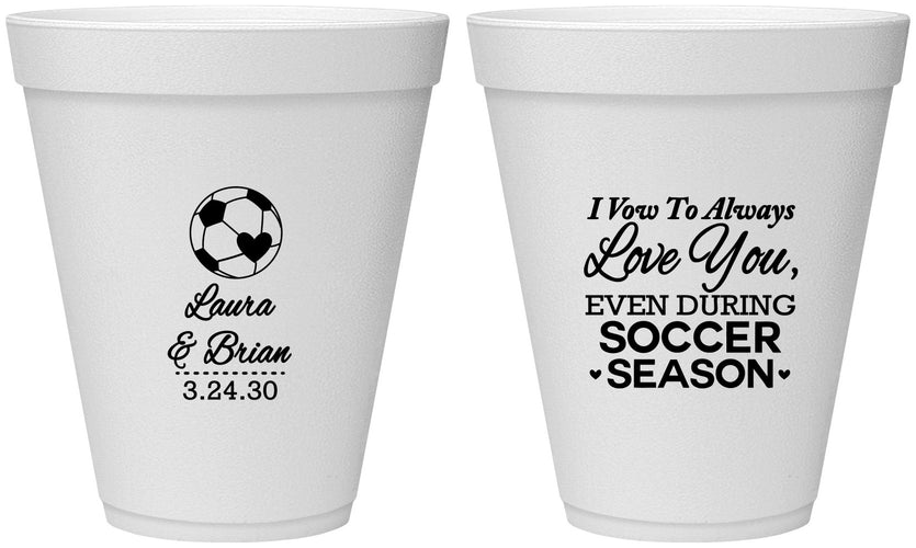 Personalized Wedding 12 oz Foam Cups - Soccer | 307