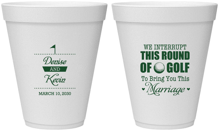 Personalized Wedding 12 oz Foam Cups - We Interrupt Golf | 309