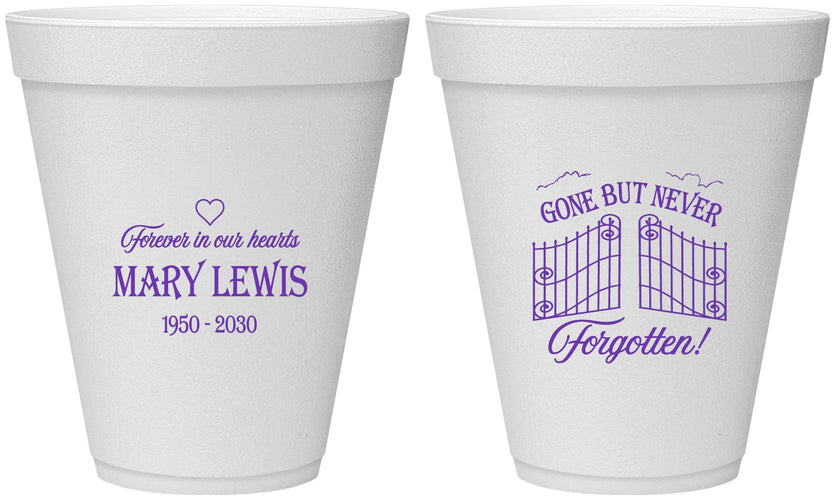 Personalized Memorial 12 oz Foam Cups - Gone But Never Forgotten | 310001