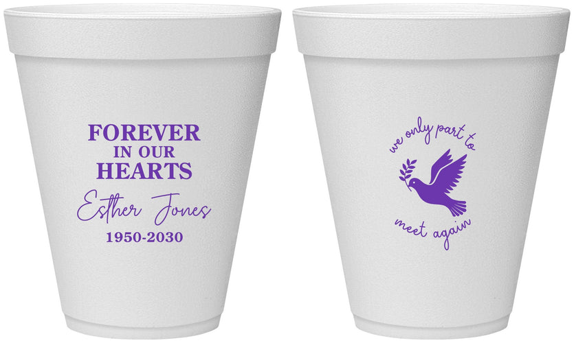 Personalized Memorial 12 oz Foam Cups - Forever In Our Hearts | 310003