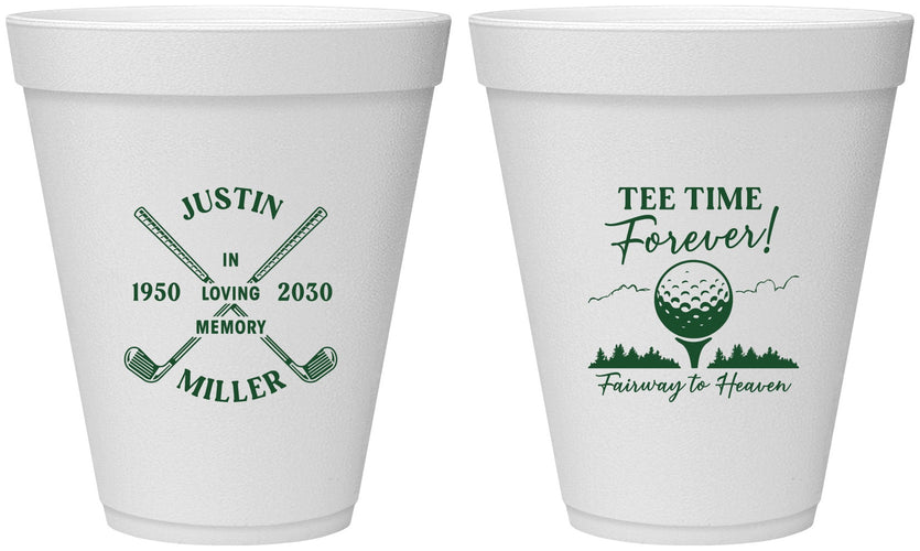 Personalized Memorial 12 oz Foam Cups - Fairway To Heavens | 310007