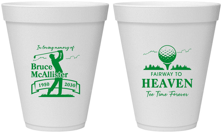 Personalized Memorial 12 oz Foam Cups - Fairway To Heavens | 310008