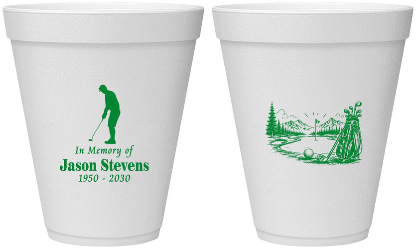 Personalized Memorial 12 oz Foam Cups - Heavens Finest Fairways | 310009
