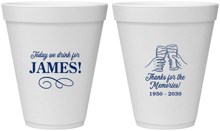 Personalized Memorial 12 oz Foam Cups - Thanks For The Memories | 310011