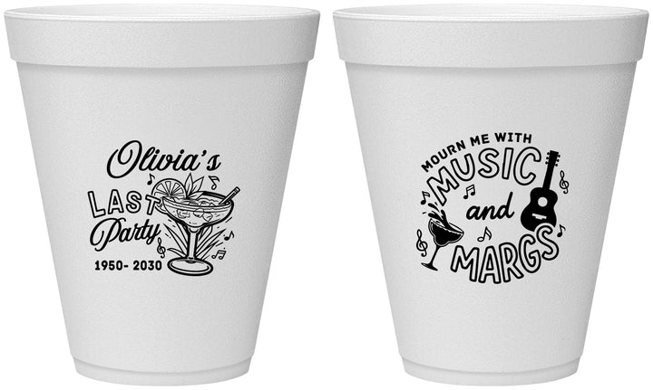 Personalized Memorial 12 oz Foam Cups - Mourn Me With Music | 310012