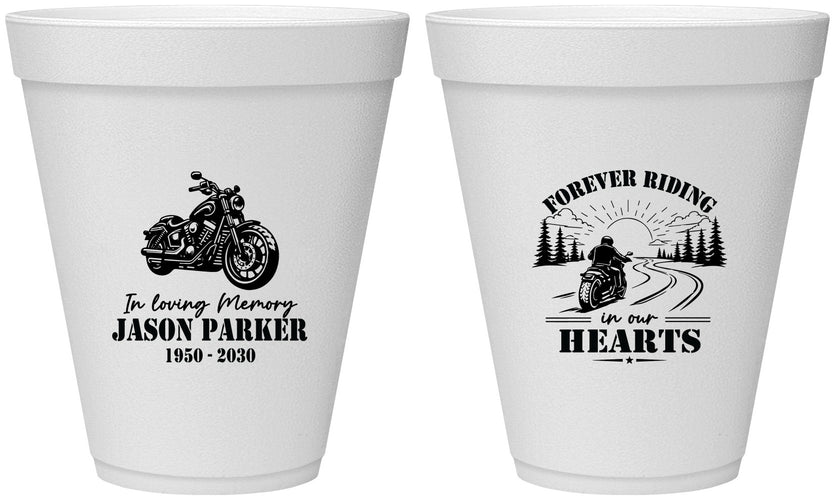 Personalized Memorial 12 oz Foam Cups - Riding In Our Hearts | 310014