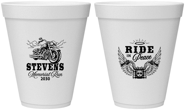 Personalized Memorial 12 oz Foam Cups - Ride In Peace | 310015