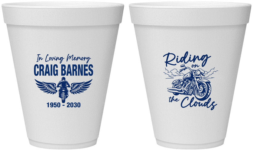 Personalized Memorial 12 oz Foam Cups - Riding On The Clouds | 310017