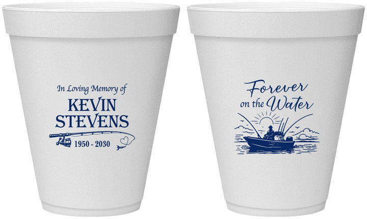 Personalized Memorial 12 oz Foam Cups - Forever On The Water | 310019