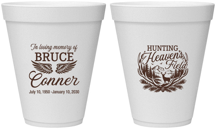 Personalized Memorial 12 oz Foam Cups - Hunting Heavens Field | 310021
