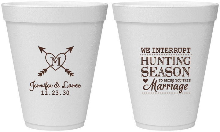 Personalized Wedding 12 oz Foam Cups - We Interrupt Season | 318