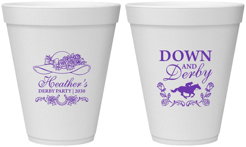 Personalized Derby Day 12 oz Foam Cups - Down And Derby | 320001