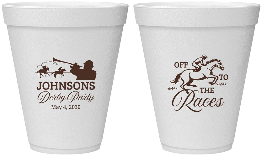 Personalized Derby Day 12 oz Foam Cups - Off To The Races | 320002