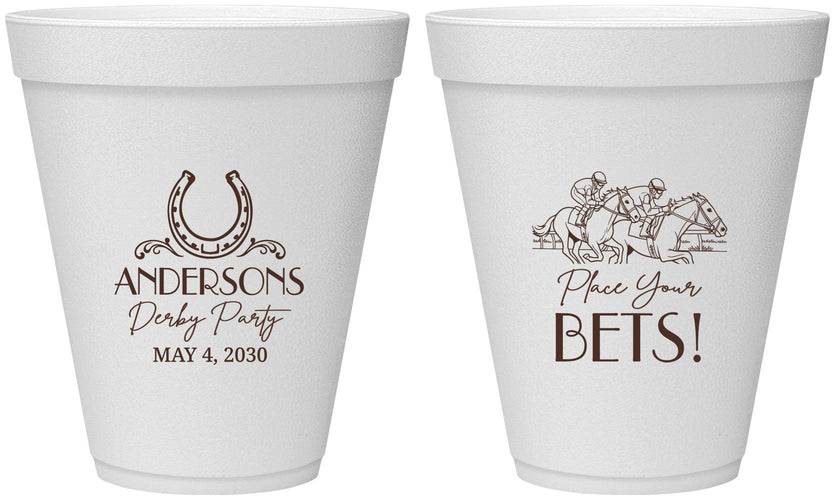 Personalized Derby Day 12 oz Foam Cups - Place Your Bets | 320003
