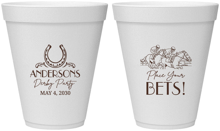 Personalized Derby Day 12 oz Foam Cups - Place Your Bets | 320003