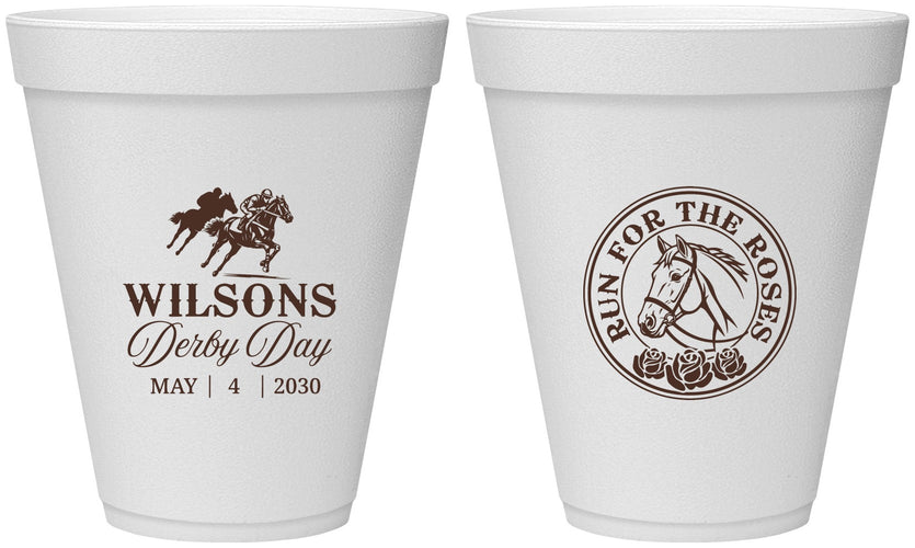 Personalized Derby Day 12 oz Foam Cups - Run For The Horses | 320006